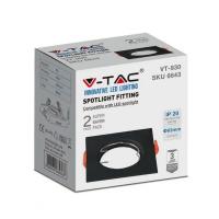 V-TAC VT-930 PORTALAMPADA INCASSO SPOT GU10 QUADRATO NERO 2 PEZZI  LED6643 2