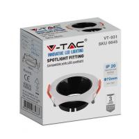 V-TAC VT-931 PORTALAMPADA INCASSO SPOT GU10 ROTONDO BIANCO+NERO LED6645 1