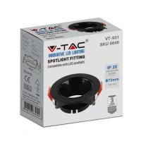V-TAC VT-931 PORTALAMPADA INCASSO SPOT GU10 ROTONDO NERO+NERO LED6646 1