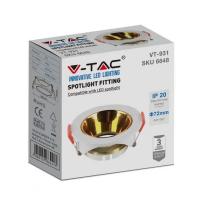 V-TAC VT-931 PORTALAMPADA INCASSO SPOT GU10 ROTONDO BIANCO+ORO LED6648 1