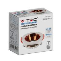 V-TAC VT-931 PORTALAMPADA INCASSO SPOT GU10 ROTONDO BIANCO+ROSE GOLD LED6649 1
