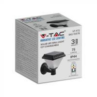 V-TAC VT-972  LAMPADA LED 0.8W NERA LUCE 3IN1 IP44 CON PANNELLO SOLARE E TELECOMANDO LED93578 1