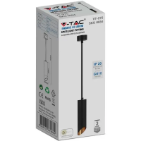 V-TAC VT-975 PORTALAMPADA GU10 PENDENTE NERO 55X300MM LED6685 3