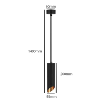 V-TAC VT-975 PORTALAMPADA GU10 PENDENTE NERO 55X200MM LED6684 2
