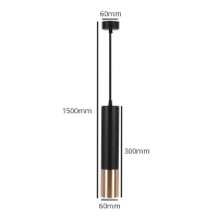 V-TAC VT-977 PORTALAMPADA GU10 PENDENTE NERO+ORO 60X300MM LED6688 1