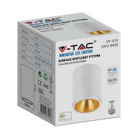 V-TAC VT-978 PORTALAMPADA SUPERFICIE SPOT GU10 ROTONDO BIANCO  LED6690 1