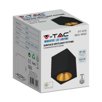 V-TAC VT-979 PORTALAMPADA SUPERFICIE SPOT GU10 QUADRATO NERO LED6693 1