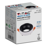 V-TAC VT-980 PORTALAMPADA INCASSO SPOT GU10 ROTONDO BIANCO+NERO LED6694 1