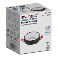 V-TAC VT-980 PORTALAMPADA INCASSO SPOT GU10 ROTONDO NERO+BIANCO LED6695 1