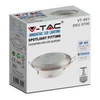 V-TAC VT-981 PORTALAMPADA INCASSO SPOT GU10 ROTONDO SATINATO LED6700 1