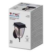 V-TAC VT-982  LAMPADA LED SOLARE 2W A PARETE LUCE COMBINATA CALDA+FREDDA COLORE NERO IP65 LED2892 1