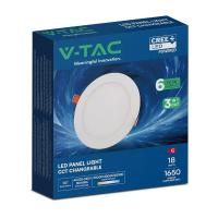 V-TAC VT-1807CCT PANNELLO LED MINI 18W ROTONDO BIANCO CCT DA INCASSO CREE LED2148606 1