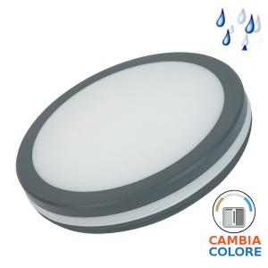 alcapower PL15-65R PLAFONIERA LED TONDA 15W LUCE 3 IN 1 IMPERMEABILE IP65 GRIGIA ALC930343