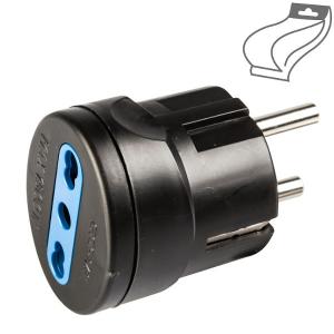 ecova  ADATTATORE DA SPINA ITALIANA 16A A SCHUKO NERO ECO30038