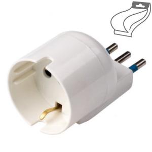 ecova  ADATTATORE DA SCHUKO A SPINA ITALIANA 10A DECENTRATA BIANCO ECO30053