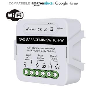 nivian  MODULO RELE 1 CANALE ED 1 INGRESSO PER PORTE GARAGE WIFI SMART TUYA NVS-GARAGEMINISWITCH-W
