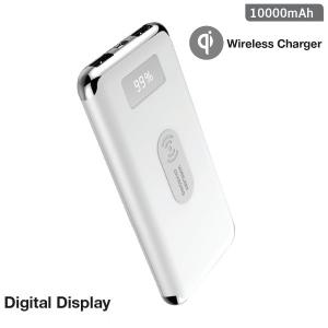 v-tac VT-3505 POWER BANK RICARICA CELLULARI 10000MAH 2USB QI BIANCO DISPLA LED8854