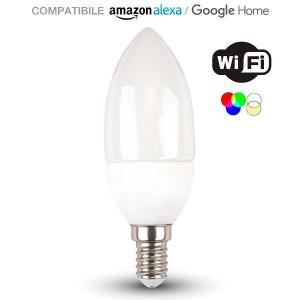 v-tac VT-5114 LAMPADINA LED E14 4,8W RGB + BIANCO 3IN1 COMPATIBILE AMAZON ALEXA E GOOGLE HOM LED212754