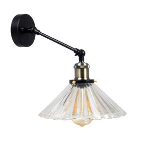 v-tac VT-7180 PORTALAMPADA E27 PARETE VETRO TRASPARENTE PIATTO ONDULATO LED3863