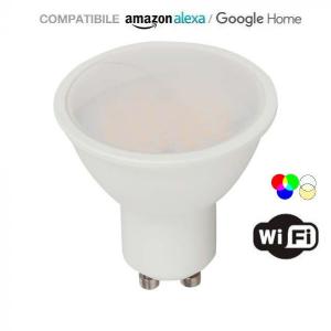 v-tac VT-2215 LAMPADINA LED 4.8W GU10 RGB + BIANCO 3IN1 COMPATIBILE AMAZON ALEXA E GOOGLE HOME LED3000