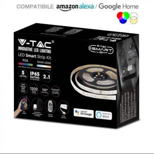v-tac VT-5050ALEXA KIT STRISCIA 550 LED MULTICOLORE E BIANCO 5 METRI WIFI IP65 LED2910