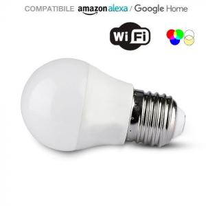 v-tac VT-5124 LAMPADINA LED 5W G45 E27 RGB+BIANCO 3IN1 COMPATIBILE AMAZON ALEXA E GOOGLE HOME LED2755