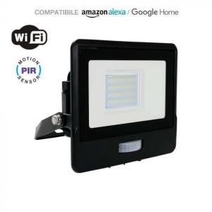 v-tac VT-5191S FARO 10W LUCE 3IN1 CON SENSORE PIR COMPATIBILE AMAZON ALEXA E GOOGLE HOME  IP65 LED3027