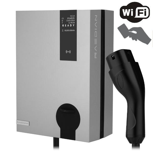 TECNO-ESHOP RD-NEO-22-C5 CARICABATTERIA WALL BOX EV TRIFASE 22KW CAVO 5 METRI TIPO 2 WIFI E RFID GRIGIO VISRD-NEO-22-C5-S 0
