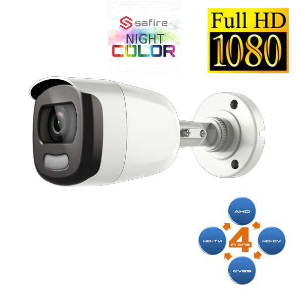 SAFIRE WC CAMERA BULLET AHD/TVI/CVI/ANALOGICA NIGHT COLOR 2MP ULTRA VISSFCV025WC-F4N1 0