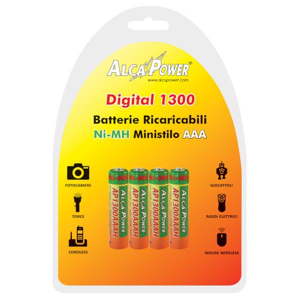 ALCAPOWER AP1300AAAH-C4 MINISTILO AAA RICARICABILE PRECARICATA 1100MAH - BLISTER 4 BATTERIE ALC202158 0