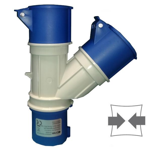 ECOVA  ADATTATORE SPINA CEE 16A 2P+T 230V + 2 PRESA CEE  ECO20561 0