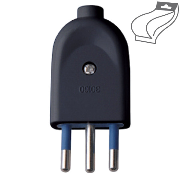 ECOVA  SPINA VOLANTE 2POLI+T 10A NERA ECO30004 0