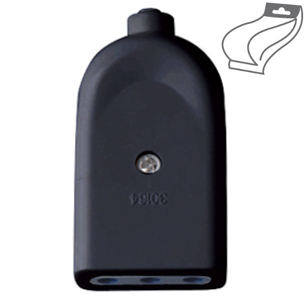 ECOVA  PRESA VOLANTE 2POLI+T 10A NERA IN BLISTER ECO30012 0