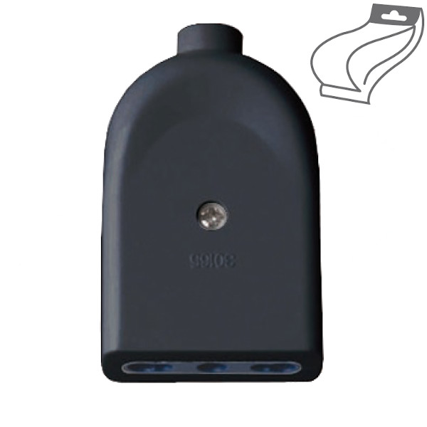 ECOVA  PRESA VOLANTE 2POLI+T BIPASSO 10A/16A NERA IN BLISTER ECO30014 0