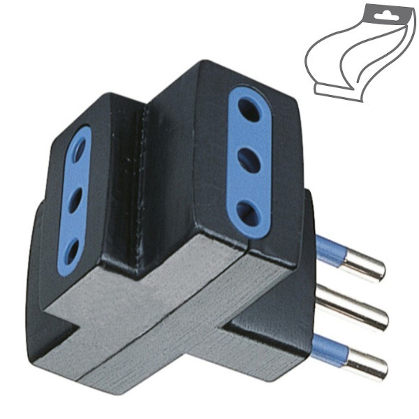 ECOVA  ADATTATORE MULTIPLO 10A 3 PRESE NERO ECO30040 0