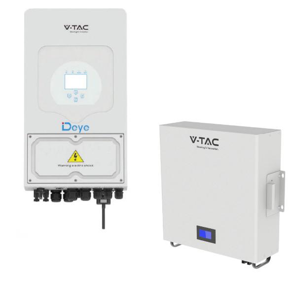 V-TAC SOLAR VT-KIT3D-1X5 KIT FOTOVOLTAICO MONOFASE INVERTER DEYE V-TAC 3,6KW CON ACCUMULO 5,12KW A MURO LEDKIT3D-1X5 0