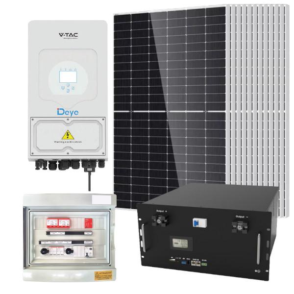 V-TAC SOLAR VT-410KIT-492-5-9 KIT FOTOVOLTAICO 4,92KW MONOFASE TIER1 INVERTER DEYE V-TAC 5KW ACCUMULO 9,6KW LEDKIT410T-5-9-GREY 0