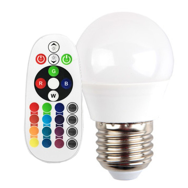 V-TAC VT-2224 LAMPADINA LED E27 3,5W A MINIBULBO MULTICOLORE RGB E BIANCO CALDO RADIOCOMANDO LED2772 0