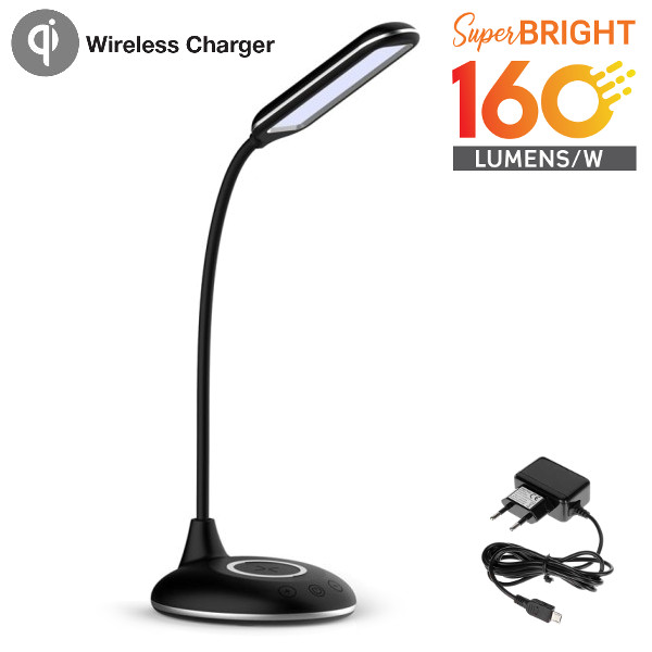V-TAC VT-7705 LAMPADA DA TAVOLO LED 5W 3 IN 1 CORPO NERO RIC. WIRELESS LED8604 0