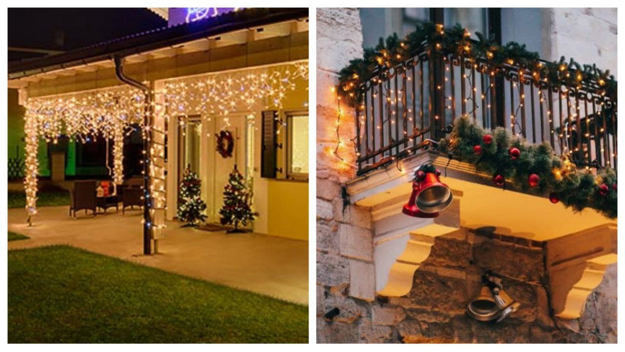 Decorare con tenda di luci per Natale Decorare con tenda di luci per Natale